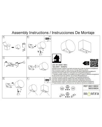 SHELLA * BAÑADOR PARED LED 3W 3000K C. NEGRO